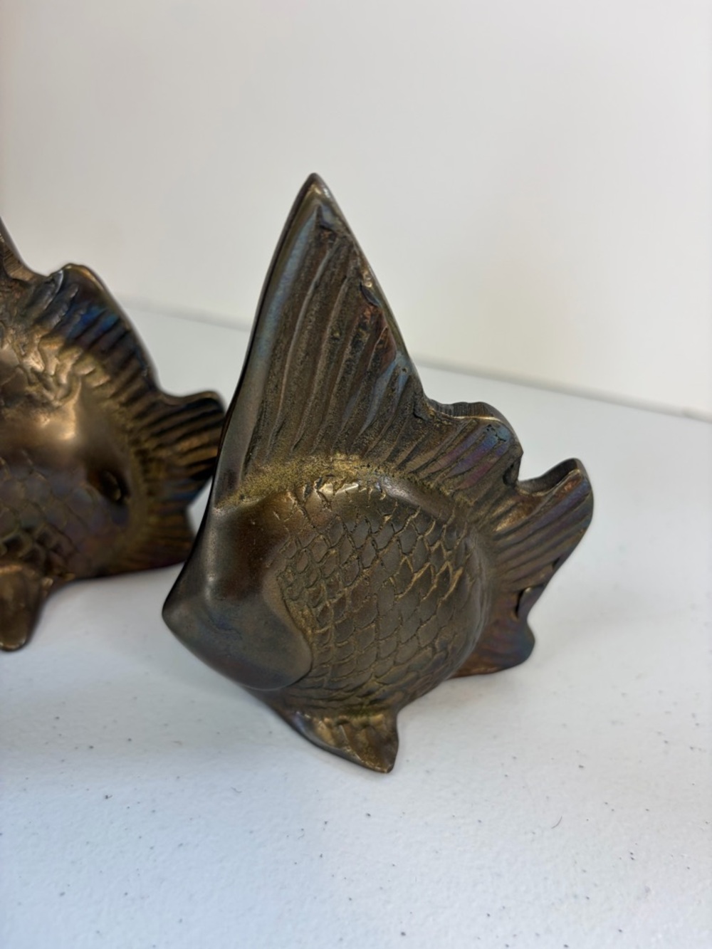 Vintage Brass Angel Fish Family Lot 1970s Home Decor Boho Bohemian Eclectic 70s - Picture 5 of 9